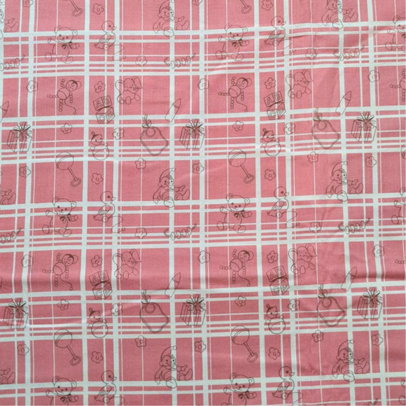 Michael Miller "Play Plaid" Fabric Vintage MCM Reproduction, Retro Nursery Print - Picture 7 of 7